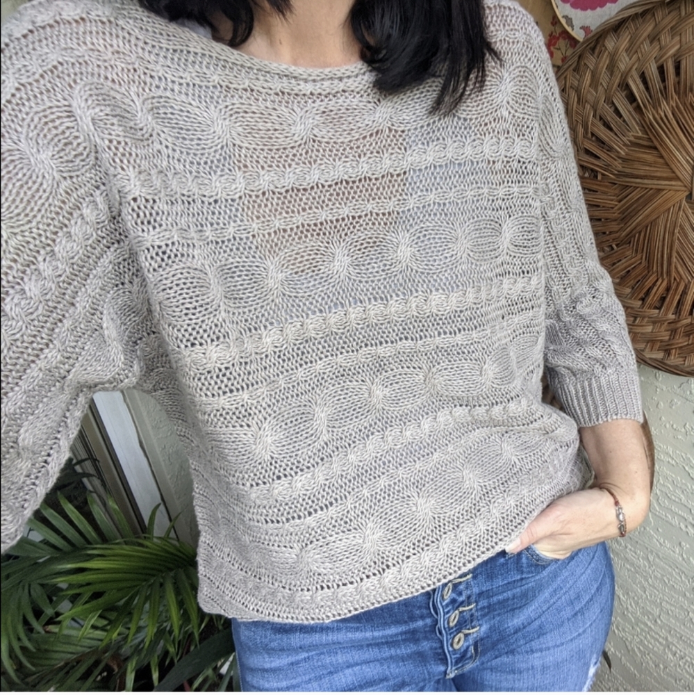 Chico's Taupe Colored Knit Sweater - Crew Neck